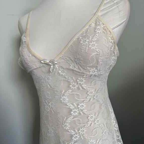 Vintage White Sheer Lace Slip Dress | Cottagecore Fairycore Lingerie XL - Picture 5 of 7